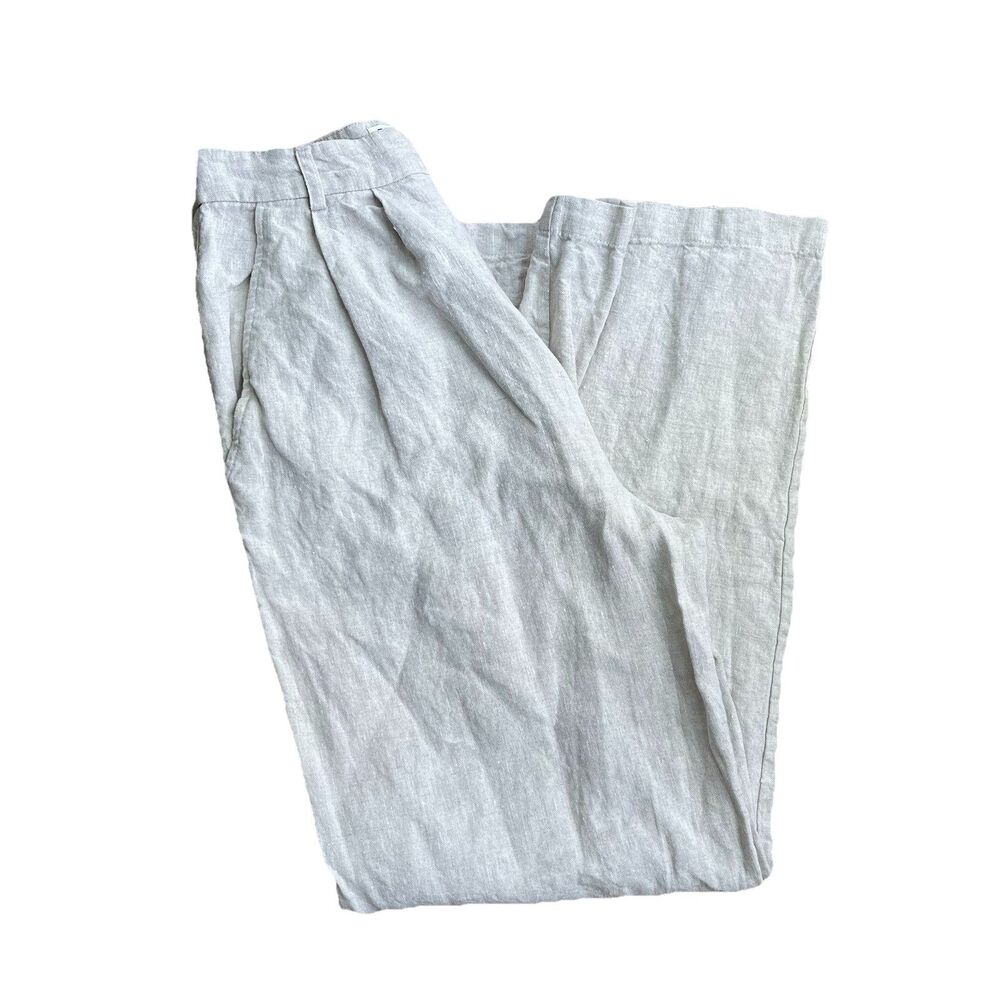 Reformation Women’s Pants Size 4 Mason 100% Linen Trousers Oatmeal EUC Capsule